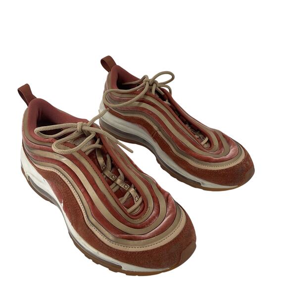 Nike Air Max 97 Dusty Peach Y2K Women Red Chunky Athletic Shoes Sz 7.5 Preowned - Picture 1 of 9